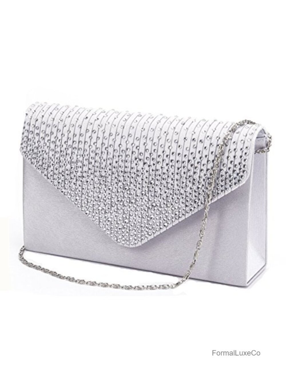 Satin Envelope Clutch with Chain Strap